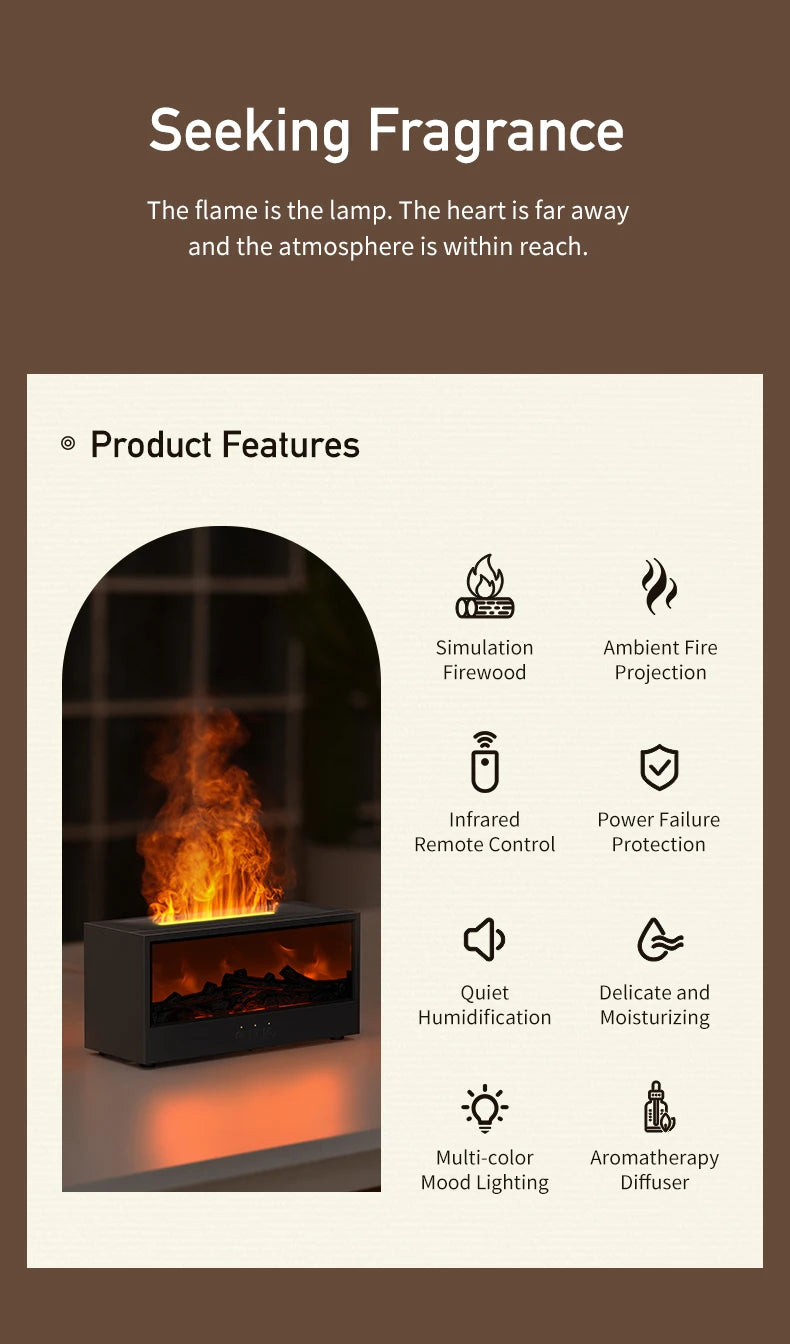 Vissko™ Fireplace Vibes – Chill Out Humidifier with LED Light & Remote