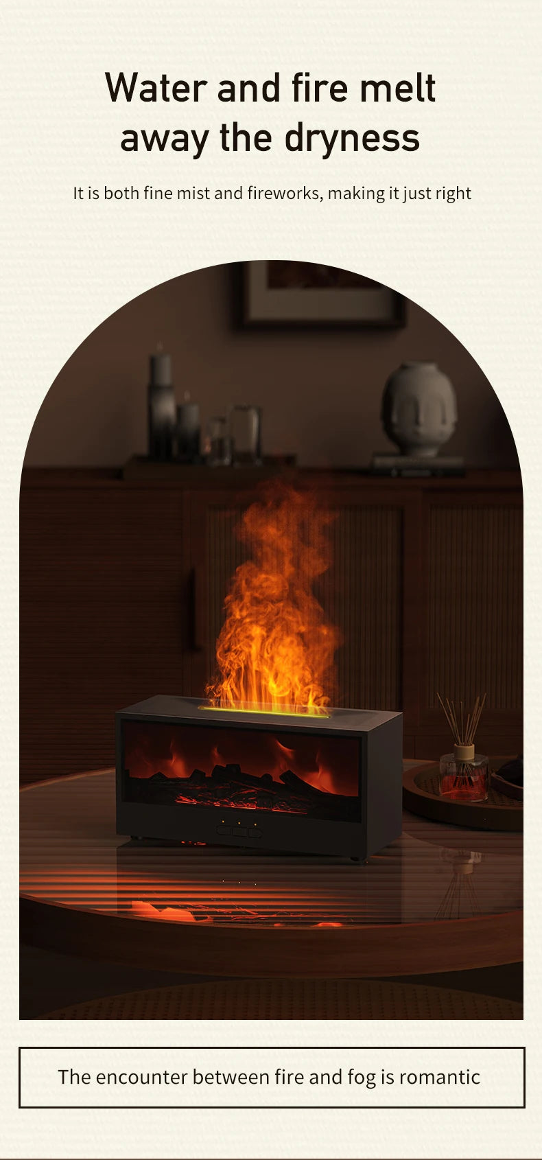 Vissko™ Fireplace Vibes – Chill Out Humidifier with LED Light & Remote